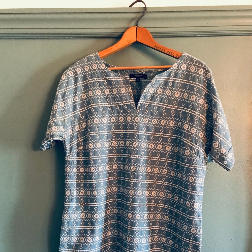 Madewell Embroidered Blue Dress